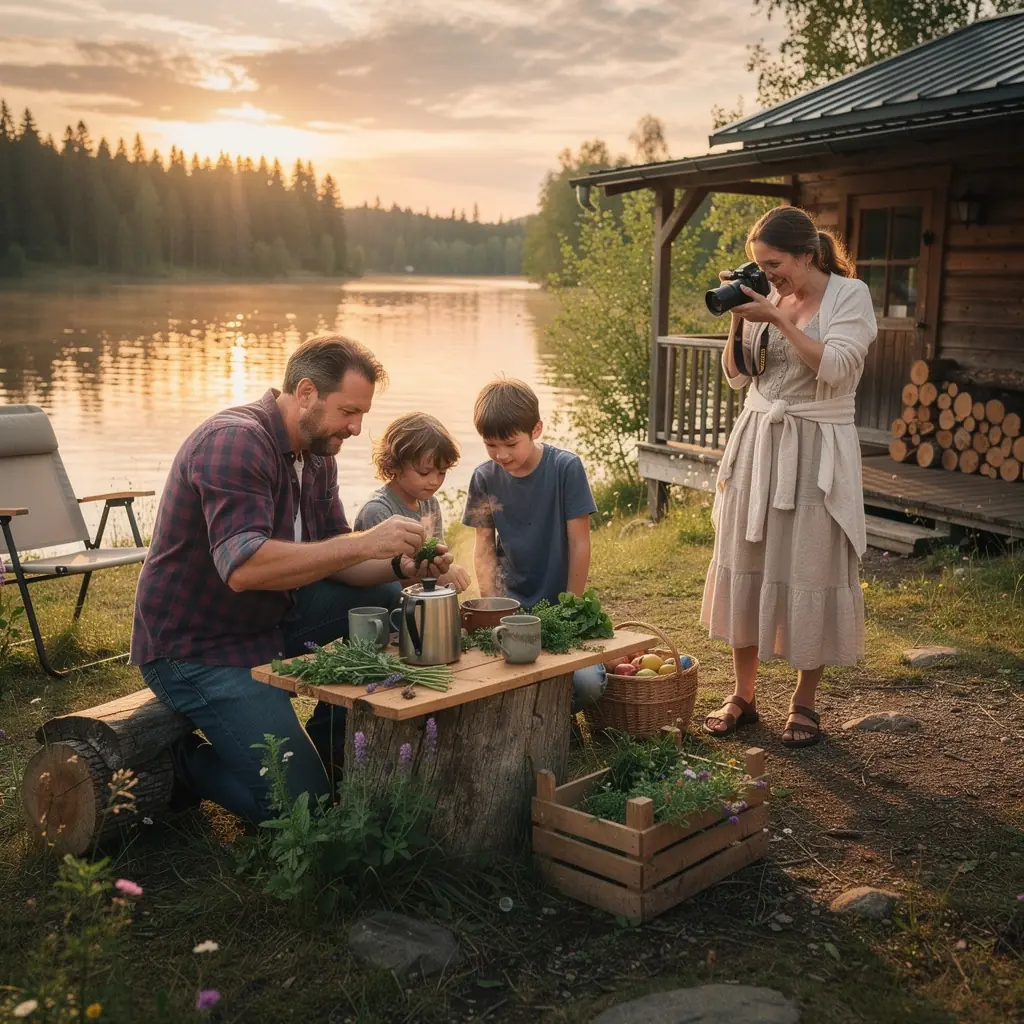 Krásna záhrada s bylinkami, z ktorých sa pripravuje čaj, v slnečnom svetle